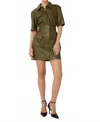 Js71 Piper Faux Leather Mini Dress In Army In Green