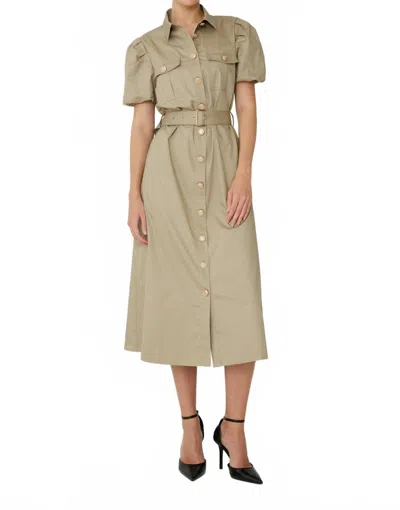 Js71 Ruma Shirt Dress In Taupe In Green