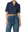 Js71 Theodora Cropped Jacket In Navy In Blue