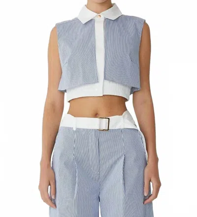 Js71 Veda Cropped Top In Blue/white