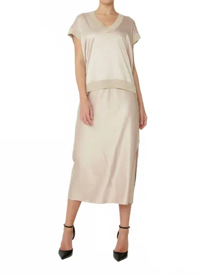 Js71 Wendy 2 Piece Midi Dress In Beige In White