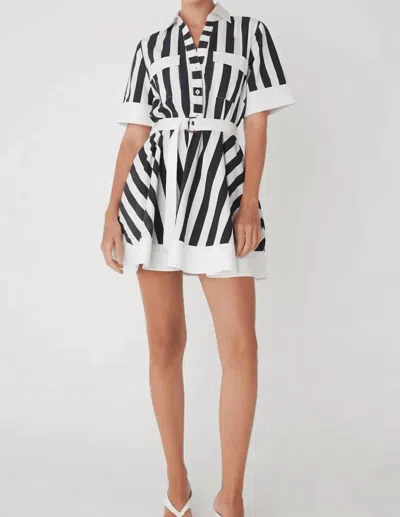 Js71 Yana Short Cotton Dress In Black/white Stripe In Multi