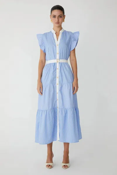 Js71 Yasmin Dress In Blue/white Stripe