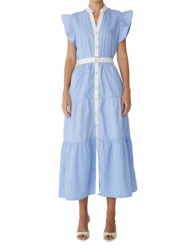 Js71 Yasmin Shirt Dress In Blue/white Stripe In Multi