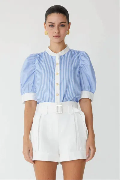 Js71 Ziva Blouse In Blue/white Stripe In Multi