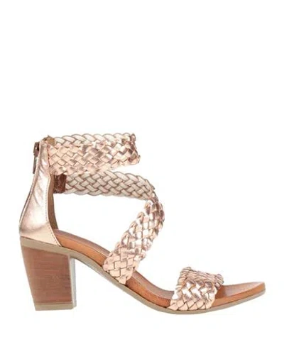 J-save Woman Sandals Rose Gold Size 7 Leather