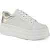 Jslides Blair Platform Sneaker In White/gold