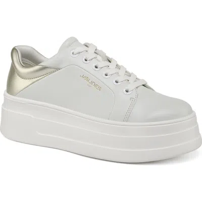 Jslides Blair Platform Sneaker In White/gold