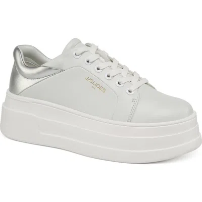 Jslides Blair Platform Sneaker In White/silver