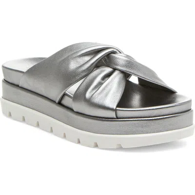 Jslides Bright Platform Slide Sandal In Pewter