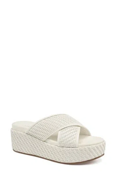 Jslides Crisscross Platform Wedge Sandal In White