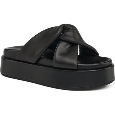 Jslides Footwear Yvette Leather Platform Sandal In Black