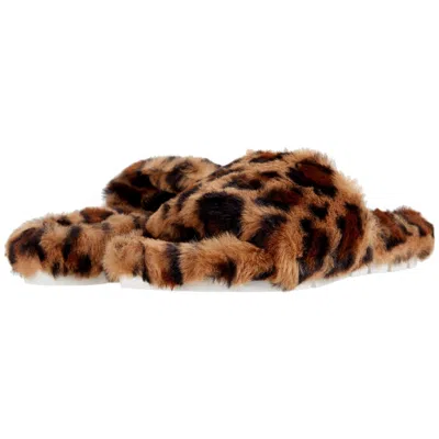 J/slides J-slides Lovlie Leopard Faux Fur Lovlie-983 Women's In Brown
