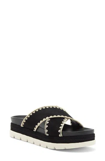 J/slides Nyc Jslides Whipstitched Platform Sandal In Black