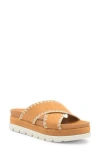 J/slides Nyc Jslides Whipstitched Platform Sandal In Tan