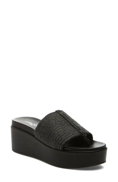 J/slides Nyc Quo Woven Wedge Sandal In Black
