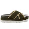 J/slides Women's Boo Suede Sandal In Olive In Green