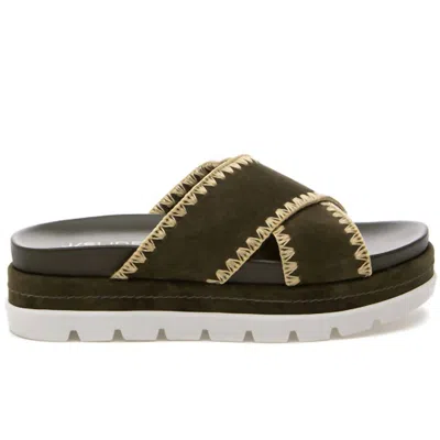 J/slides Women's Boo Suede Sandal In Olive In Green