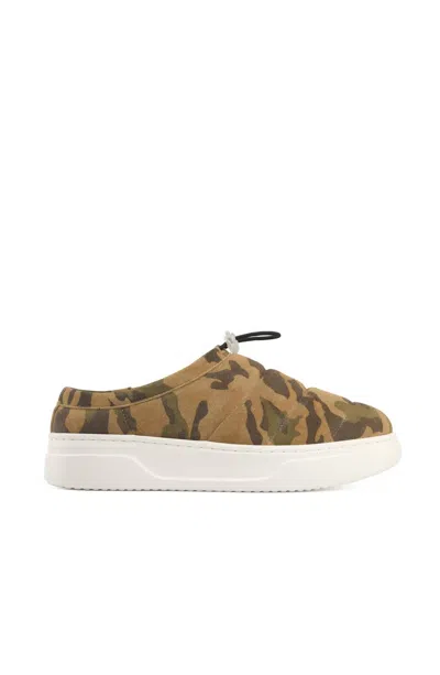 J/slides Women's Coco Slip On Mule In Camoflague Suede In Green