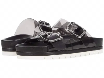 J/slides Women's Roget Leather Sandals In Smoke In Black