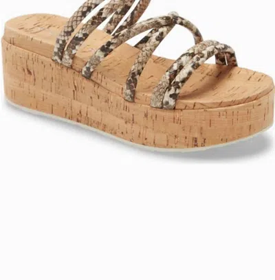 J/slides Women's Snakeskin Cork Wedge Sandals In Natural In Animal Print