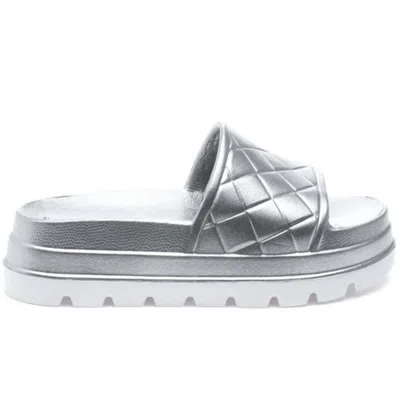 J/slides Women's Stud Slide Sandal In Silver In Gray