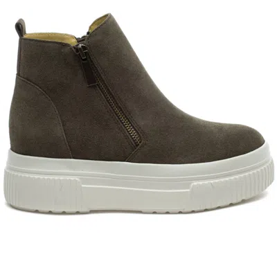 J/slides Women's Wyona Waterproof Suede Platform Ankle Boots In Khaki In Multi