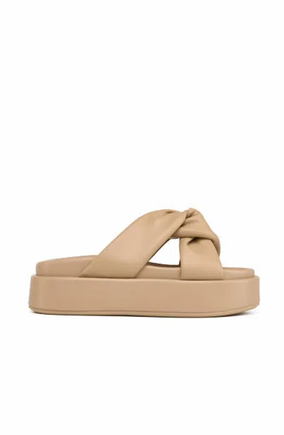 J/slides Women's Yvette Platform Slide In Sand Leather In Neutral