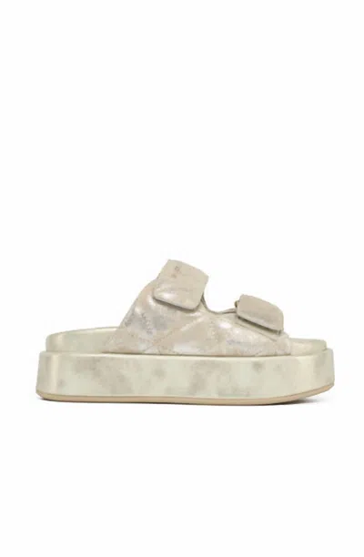 J/slides Women's Yvonne Platform Slide In Sand Suede In Gold