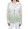 Jss Knits Women's Ombre Mesh Zip Hoodie In Sage In Green
