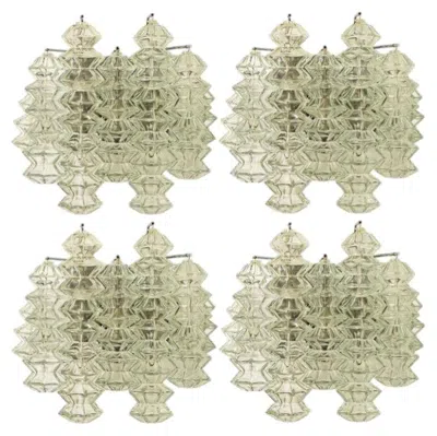Pre-owned J.t. Kalmar 1 Of The 4 Pagoda Chrome And Glass Sconces Wall Lights By Kalmar, Vienna 1969 In Sand