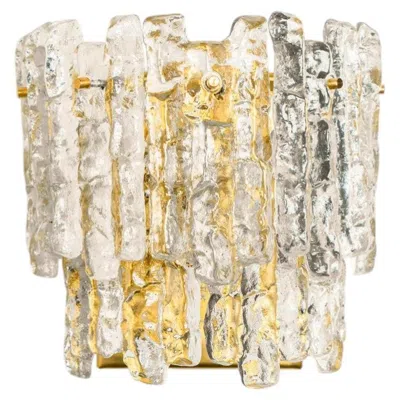 Pre-owned J.t. Kalmar 1 Of The 6 Xl Textured Ice Glass Wall Lights Kalmar, 1970s In Sand