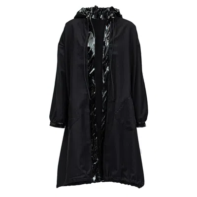 Ju-nna Women's Joanna - Hooded Wool Trench Coat - Black