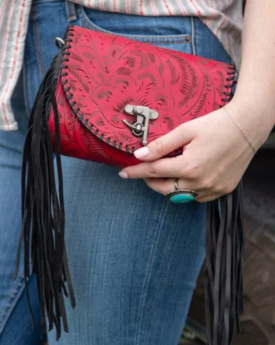 Juan Antonio Rock Tooled Leather Bag In Red