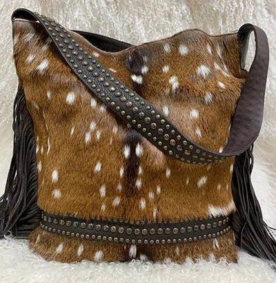 Juan Antonio Women's Axis With Fringe And Studs Handbag In Brown