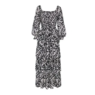 Juan Avellaneda X Seeiou Women's Black / White Gianna Black Printed Dress In Black/white