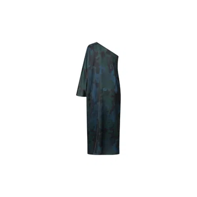 Juan Avellaneda X Seeiou Women's Blue Navy Printed One Shoulder Dress Loulou