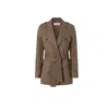 Juan Avellaneda X Seeiou Women's Green Natural Linen Saharan Blazer Khakhi Charles