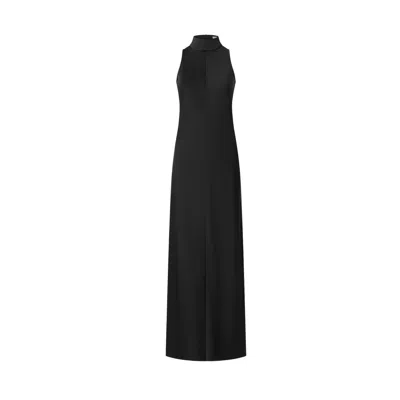 Juan Avellaneda X Seeiou Women's Indira Long Black Off-the-shoulder Halterneck Dress