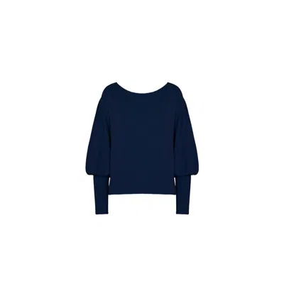 Juan Avellaneda X Seeiou Women's Iris Long Sleveed Boat Neck Jersey Blue Navy