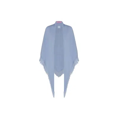 Juan Avellaneda X Seeiou Women's Knitwear Poncho Light Blue Edelweiss