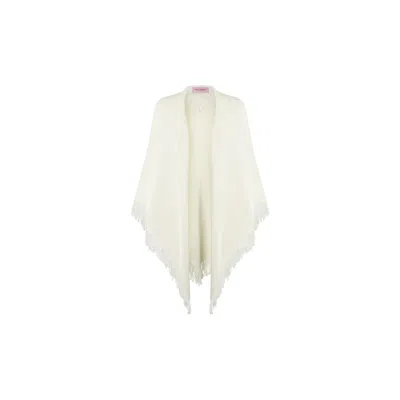 Juan Avellaneda X Seeiou Women's White Knitwear Poncho Beige Edelweiss
