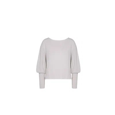 Juan Avellaneda X Seeiou Women's Neutrals / White Long Sleveed Boat Neck Jersey Avorio