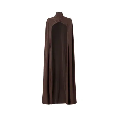 Juan Avellaneda X Seeiou Women's Nyra Long Silk Cape – High Neck & Drape Detail In Brown