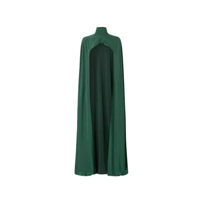 Juan Avellaneda X Seeiou Women's Nyra Long Silk Cape – High Neck & Drape Detail In Green