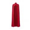 Juan Avellaneda X Seeiou Women's Nyra Long Silk Cape – High Neck & Drape Detail In Red