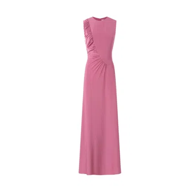 Juan Avellaneda X Seeiou Women's Pink / Purple Noor Long Silk Knit Dress – Sleeveless With Draped Side Detail In Pink
