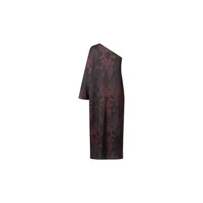 Juan Avellaneda X Seeiou Women's Red Burgundy Printed With One Shoulder Dress Loulou
