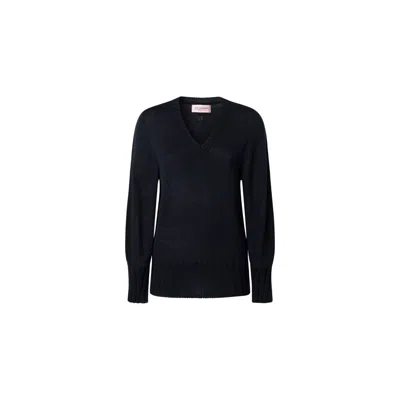 Juan Avellaneda X Seeiou Women's Sweater Navy Blue Honeysuckle
