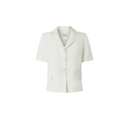 Juan Avellaneda X Seeiou Women's White Short-sleeved Jacket In Natural Linen Bianca